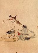 Hiroshige, Ando Cat Bathing Spain oil painting artist